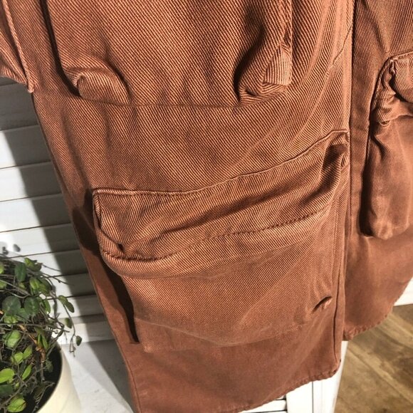 Forever 21 Brown Cargo Carpenter Wide Leg High Rise Pants - Picture 9 of 15